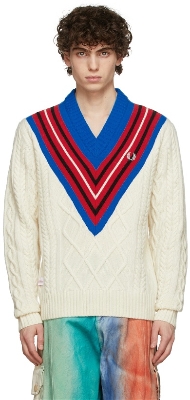 Photo: Charles Jeffrey Loverboy Beige Fred Perry Edition Argyle Sweater