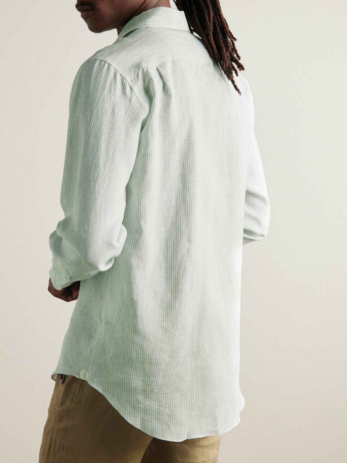 Loro Piana - Andre Striped Linen Shirt - Green Loro Piana