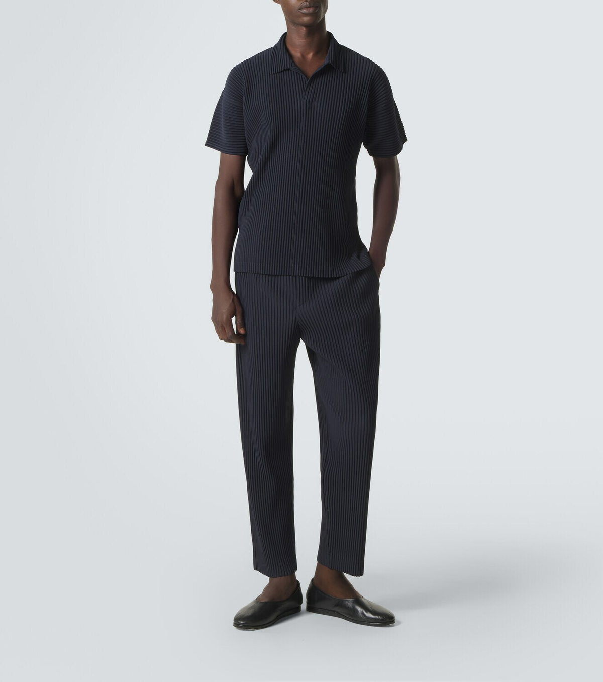 Homme Plissé Issey Miyake Basics pleated polo shirt