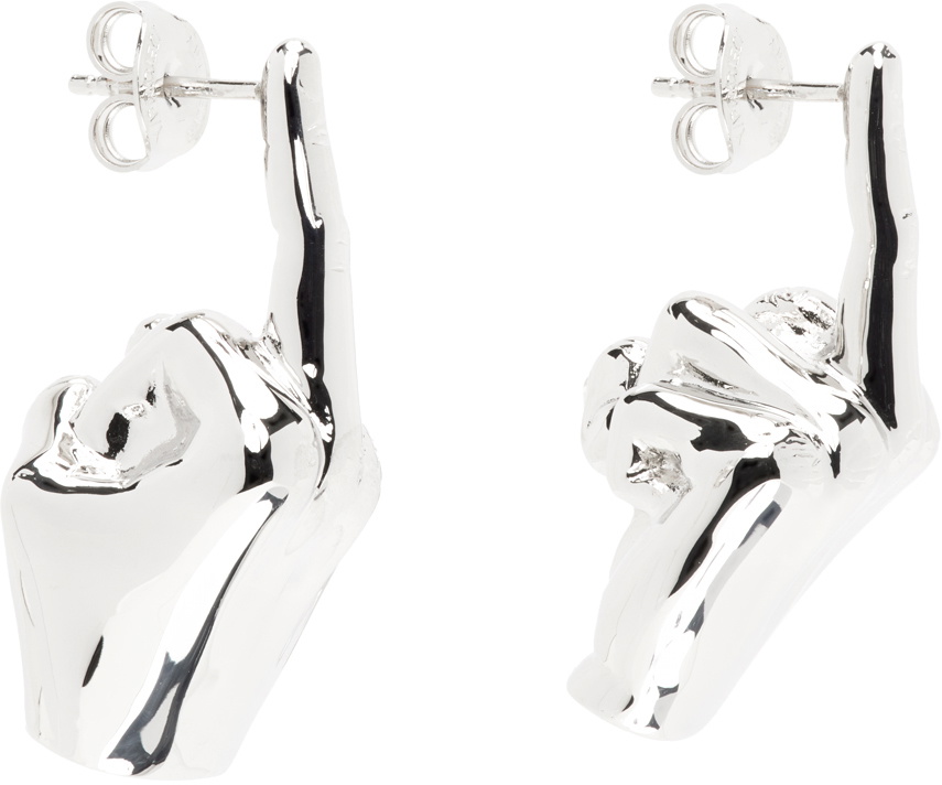 Y/Project Silver Mini Fuck You Earrings Y/Project