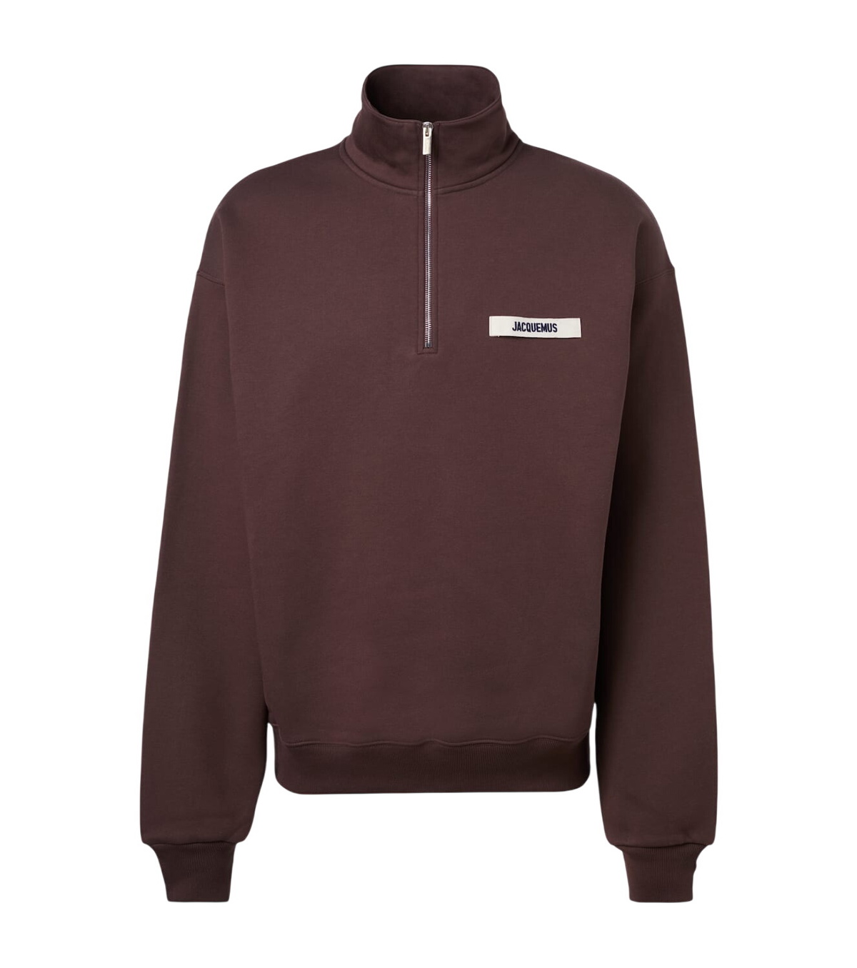Jacquemus Men's Grosgrain Patch Logo Half Zip Sweatshirt in