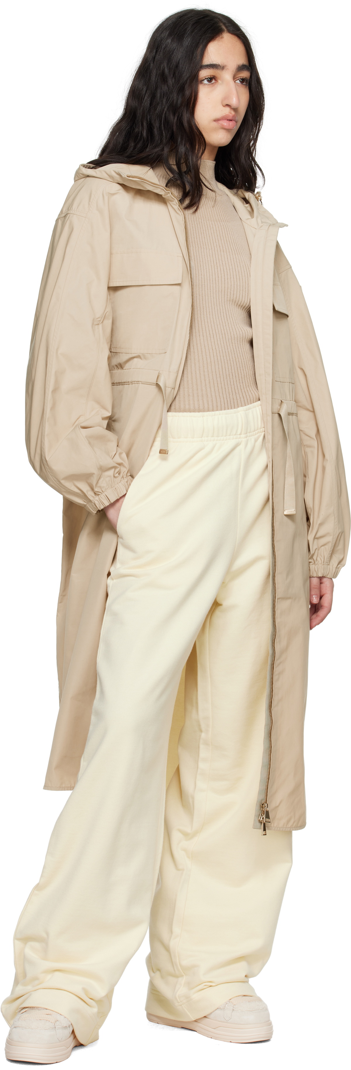 Moncler Off-White Wide Leg Cotton Sweatpants