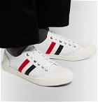Thom Browne - Leather and Grosgrain-Trimmed Canvas Sneakers - White