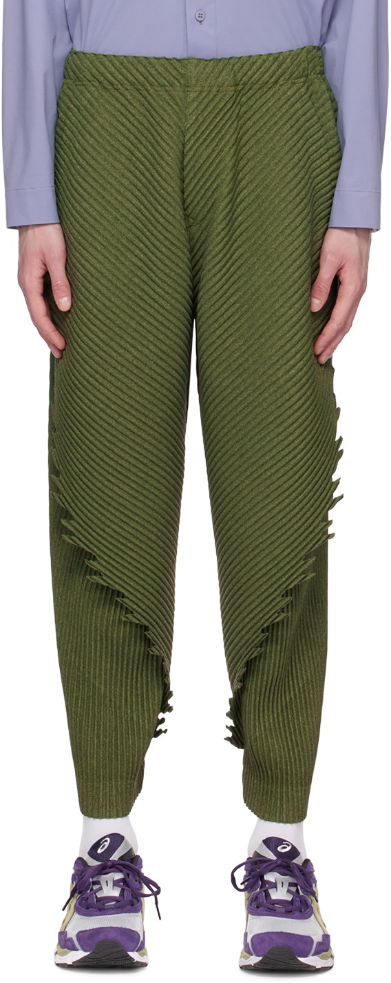 HOMME PLISSE ISSEY MIYAKE オムプリッセ SERRATE Homme Plissé Issey Miyake Green Serrate Trousers Homme