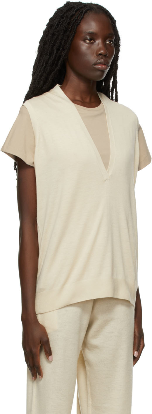 Frenckenberger Off-White Deep V-Neck Vest