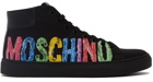 Moschino Black Painted Logo High Sneakers
