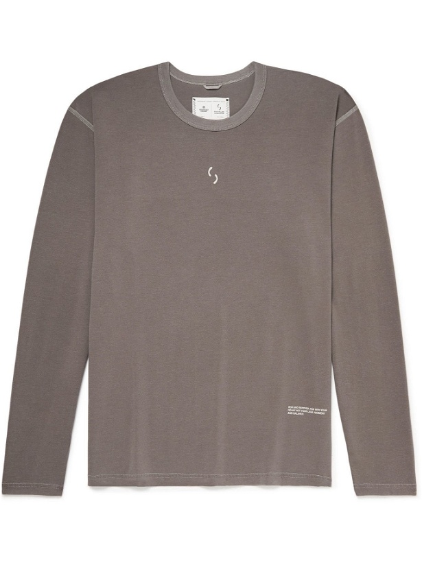 Photo: REIGNING CHAMP - Ryan Willms Garment-Dyed Printed Cotton-Blend Jersey T-Shirt - Brown