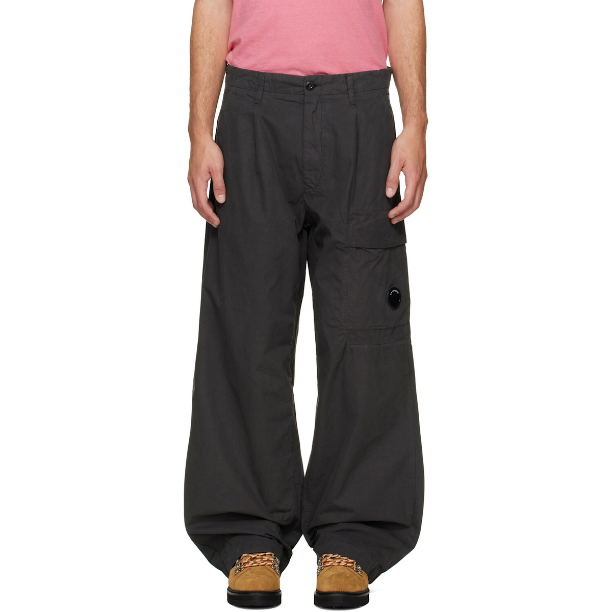 C.P. Company Gray Micro-Reps Boxy Pleats Cargo Pants