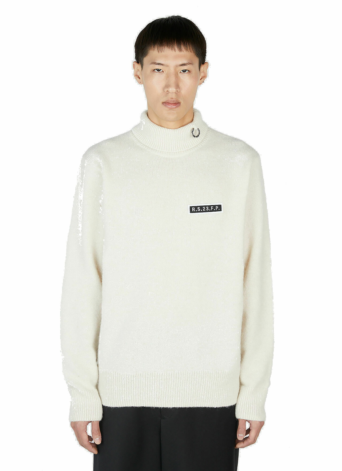 Raf Simons x Fred Perry - High Neck Sweater in White Raf Simons