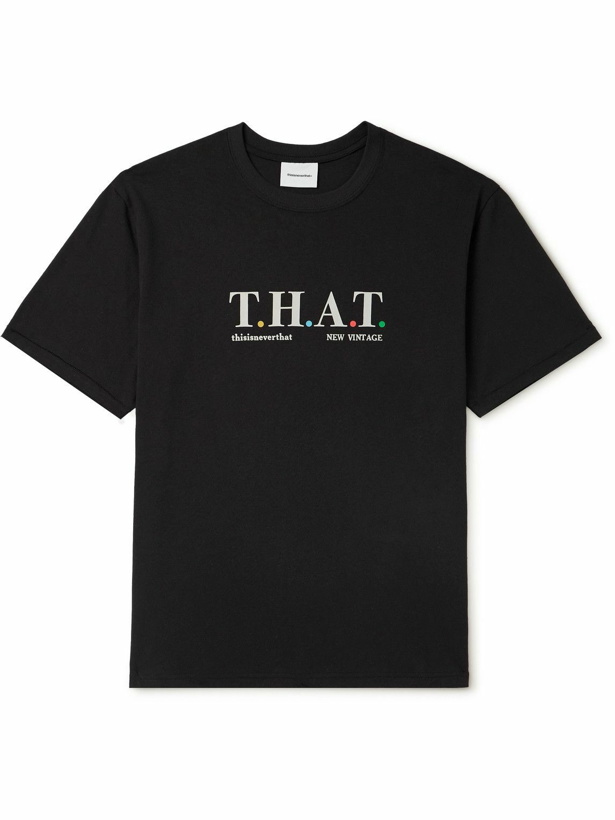 Photo: thisisneverthat - T.H.A.T. Logo-Print Cotton-Jersey T-Shirt - Black