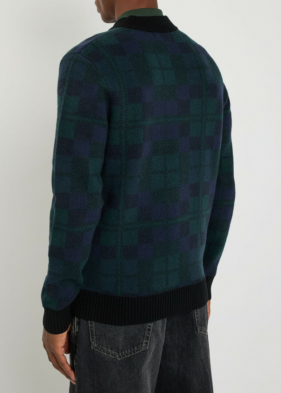 Fred Perry Blackwatch Tartan Wool-blend Jumper Navy