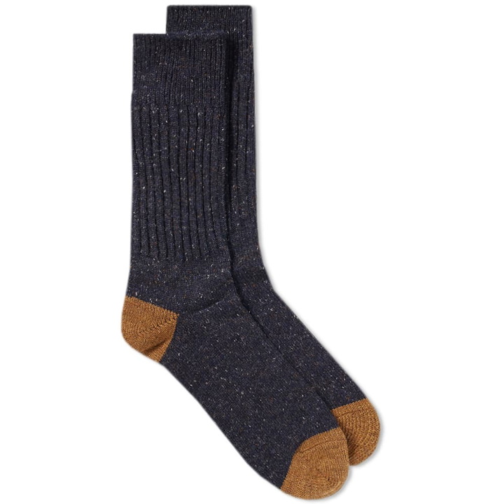 Photo: Anonymous Ism Tweed Knitted Yarn Crew Sock Blue