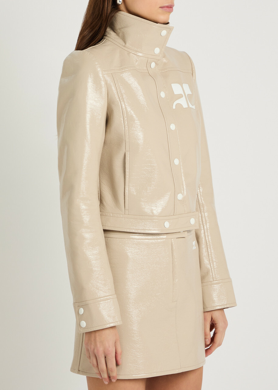 Courrèges Reedition Crinkled Vinyl Jacket Light Grey