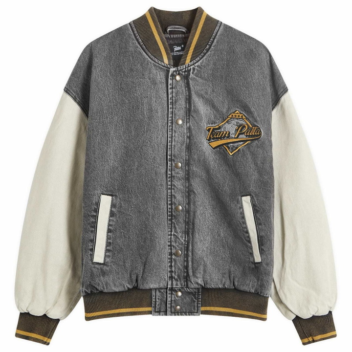Photo: Patta Men's Homerun Denim Varsity Jacket in Black