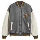 Patta Men's Homerun Denim Varsity Jacket in Black