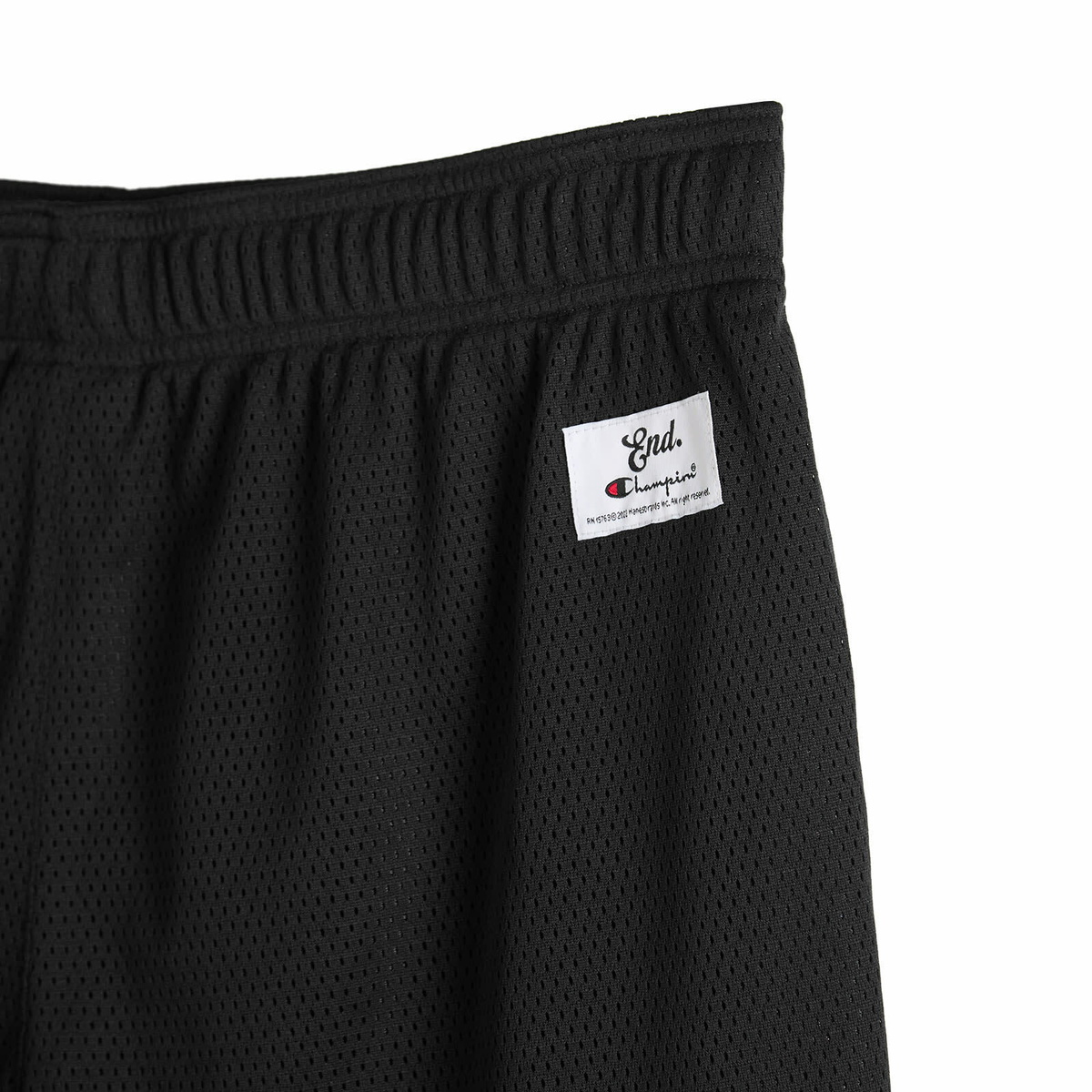 Champion for E by END. Mesh Shorts 'Emerald' in Black