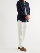 MASSIMO ALBA - Grandad-Collar Cotton-Seersucker Shirt - Blue