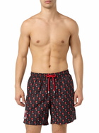 MC2 Saint Barth Man Lightweight Fabric Swim Shorts With Milan Logo Print And Patch | Ac Milan Special Edition