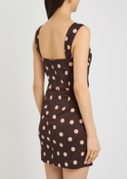 Rebecca Vallance Vivanne Polka-dot Slubbed-poplin Mini Dress Brown