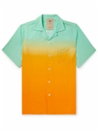 OAS - Sunset Grade Camp-Collar Matte-Satin Shirt - Orange