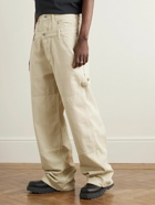 Off-White - Wave Off Straight-Leg Cotton-Canvas Trousers - Neutrals