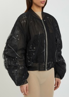 Rick Owens Secchia Flight Printed Tulle Bomber Jacket Black