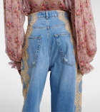 Dolce&Gabbana Lace-trimmed wide-leg jeans