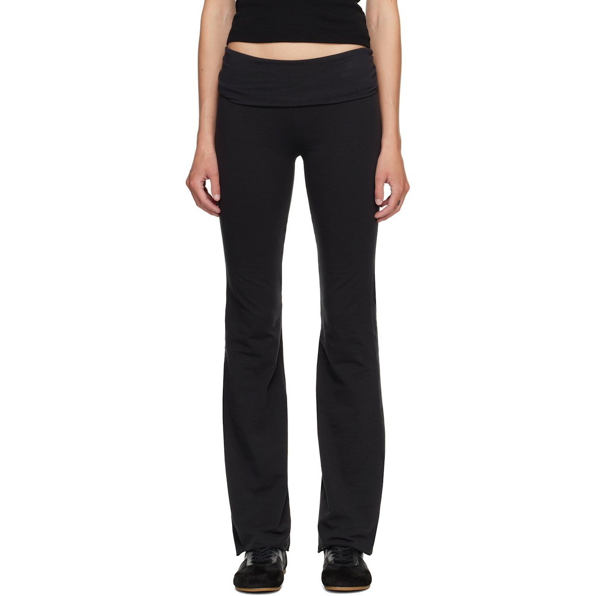 SKIMS Black Cotton Jersey Foldover Lounge Pants
