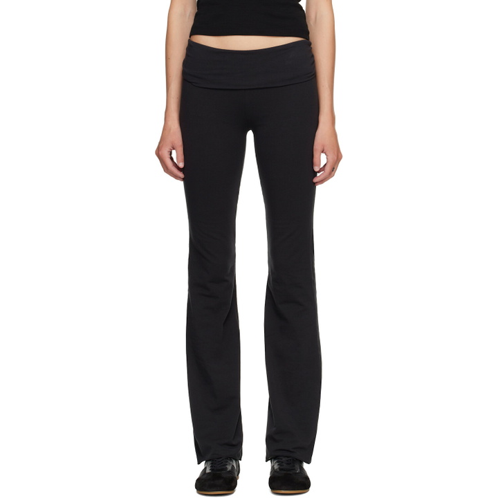 Photo: SKIMS Black Cotton Jersey Foldover Lounge Pants