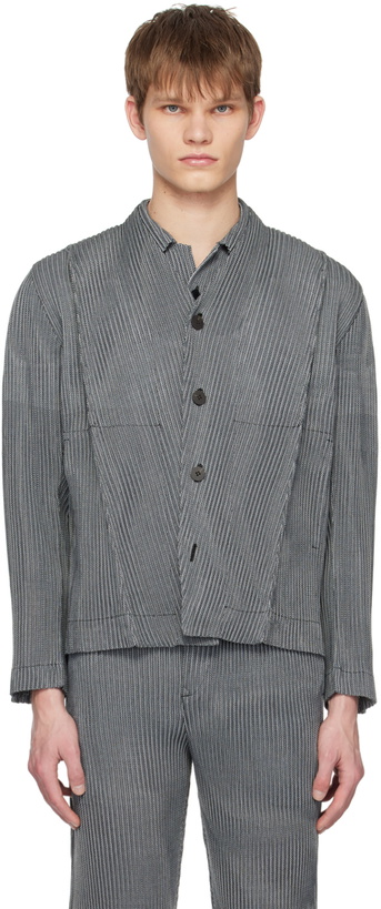 Photo: HOMME PLISSÉ ISSEY MIYAKE Gray Leno Stripe Shirt