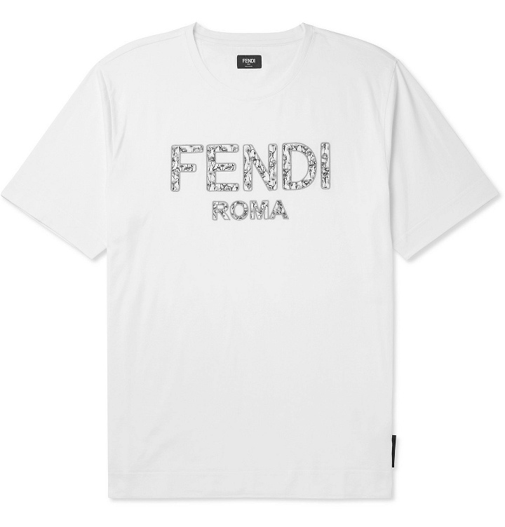 Photo: Fendi - Logo-Appliquéd Cotton-Jersey T-Shirt - White