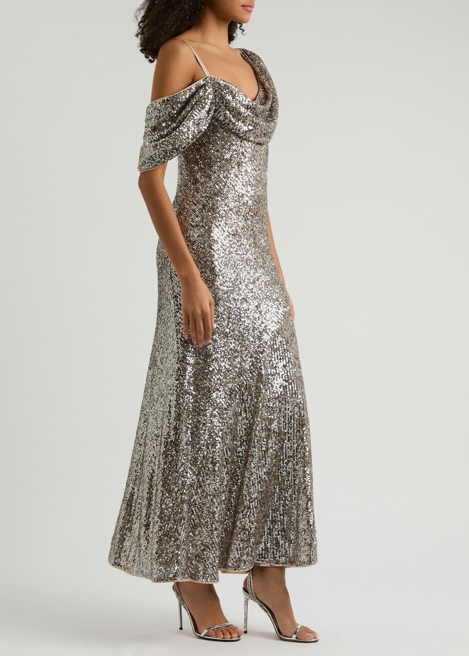 Diane Von Furstenberg Joaquin Sequin-embellished Mesh Maxi Dress Bronze Diane  von Furstenberg