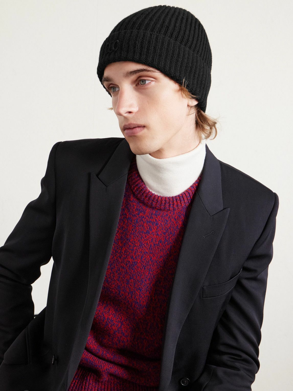CELINE - Triomphe Logo-Embroidered Cashmere Beanie