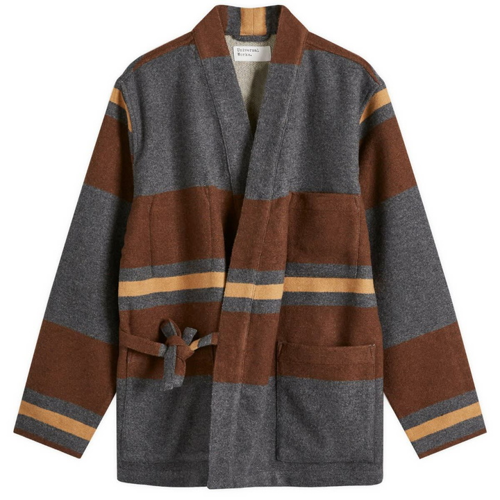 Photo: Universal Works Men's Blanket Wool Kyoto Work Jacket in Charcoal Stripe