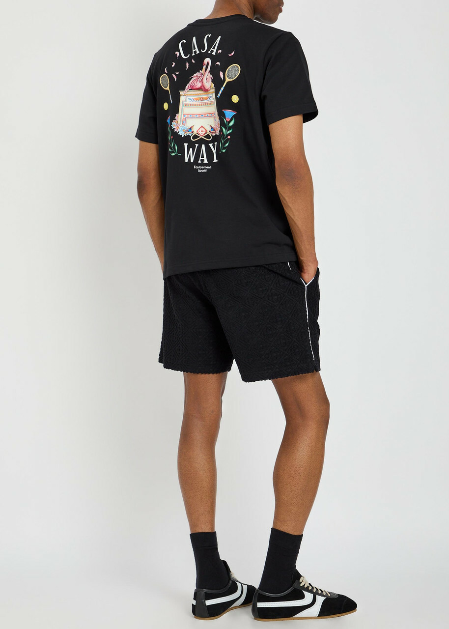 Casablanca Casaway Printed Cotton T-shirt Black