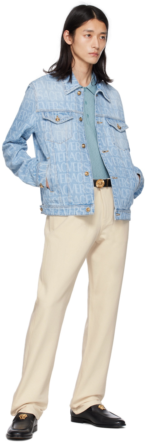 Versace Blue Allover Denim Jacket Versace