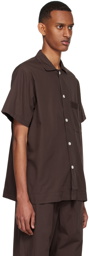 Tekla Brown Organic Cotton Pyjama Shirt