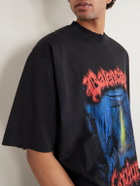 Balenciaga - Oversized Logo-Print Cotton-Jersey T-Shirt - Black