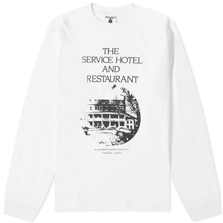 Photo: Service Works Men's Service Hotel Long Sleeve T-Shirt in White