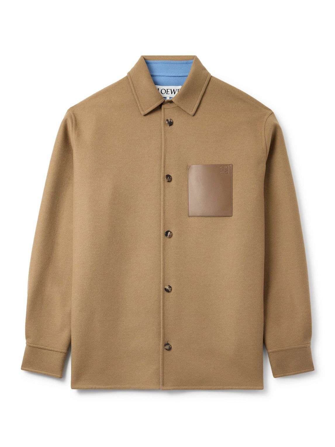 LOEWE - Logo-Debossed Leather-Trimmed Brushed Wool and Cashmere
