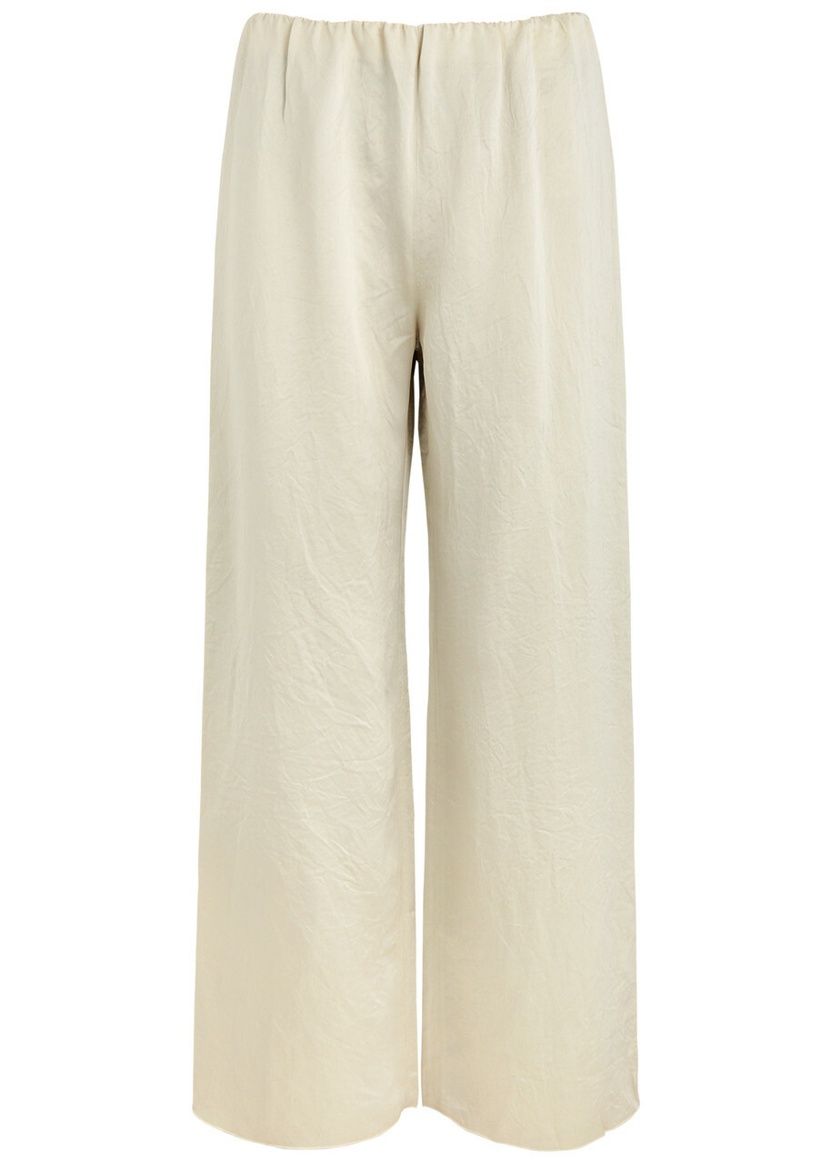 Nanushka Brenda Crinkled Satin Trousers Ecru