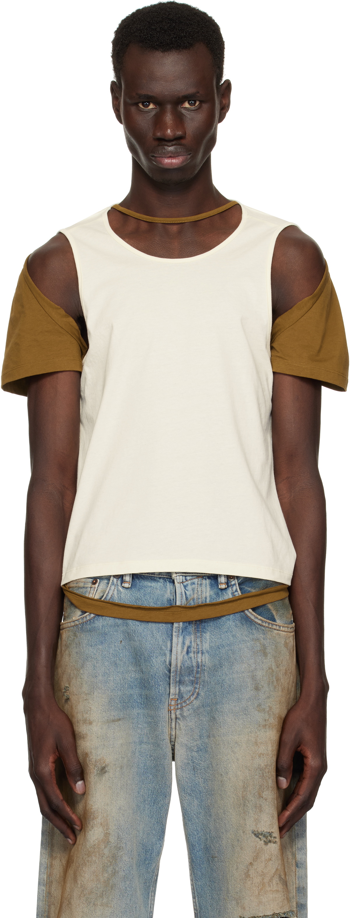 Eckhaus Latta Off-White & Brown Hugging T-shirt