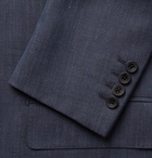 Kingsman - Navy Unstructured Herringbone Wool, Silk and Linen-Blend Suit Jacket - Navy