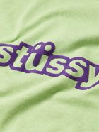 Stussy - Logo-Print Garment-Dyed Cotton-Jersey T-Shirt - Green