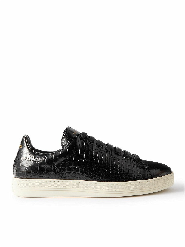 Photo: TOM FORD - Warwick Croc-Effect Patent-Leather Sneakers - Black
