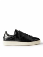 TOM FORD - Warwick Croc-Effect Patent-Leather Sneakers - Black