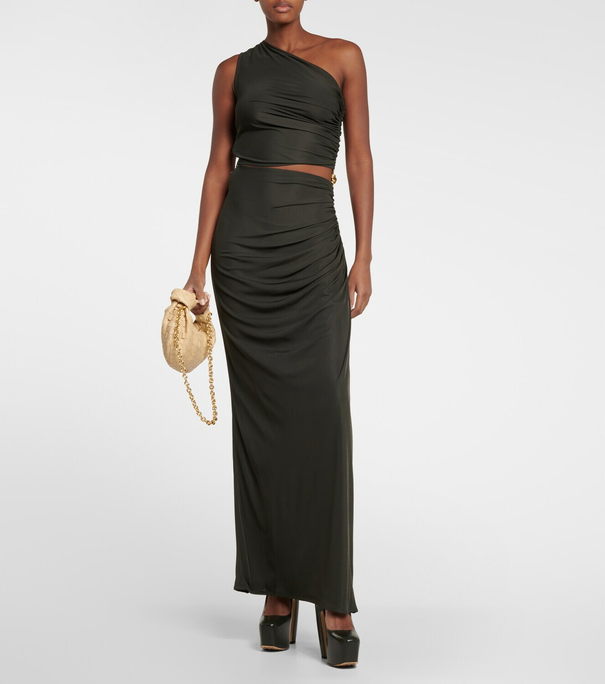bottega veneta one shoulder dress Bottega Veneta textured one-shoulder dress