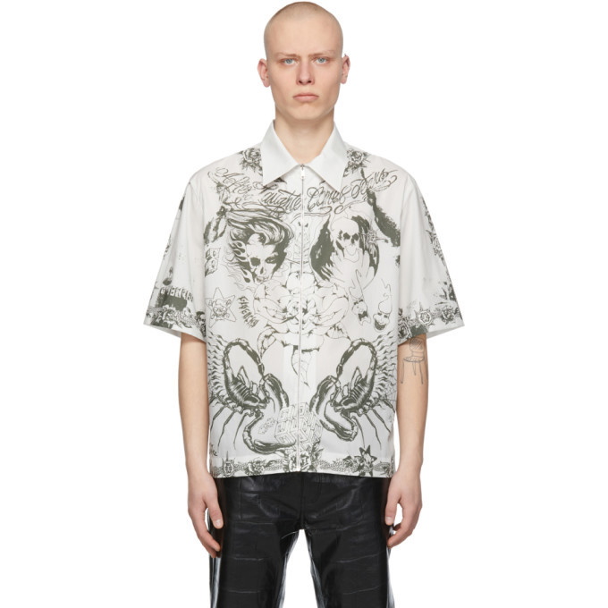 Photo: Givenchy Taupe Poplin Printed Short Sleeve Shirt