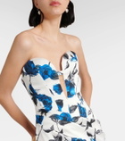 Rasario Draped floral satin gown