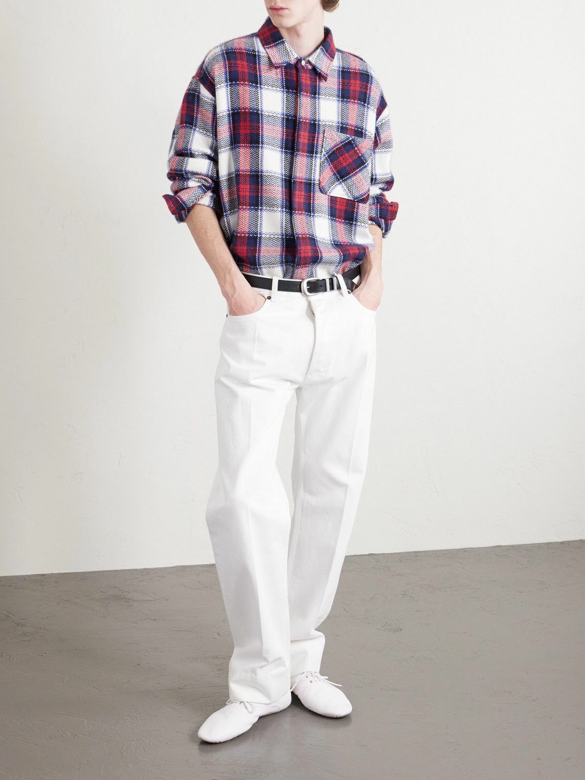 CELINE - Checked Cashmere Overshirt - Red